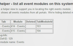 Output List of Events-Modules in Portal